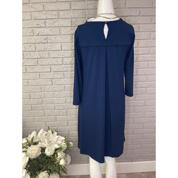 J.Jill Wearever Collection Deep Sea Inverted Back Pleat Women Shift Dress Size X - Picture 5 of 9